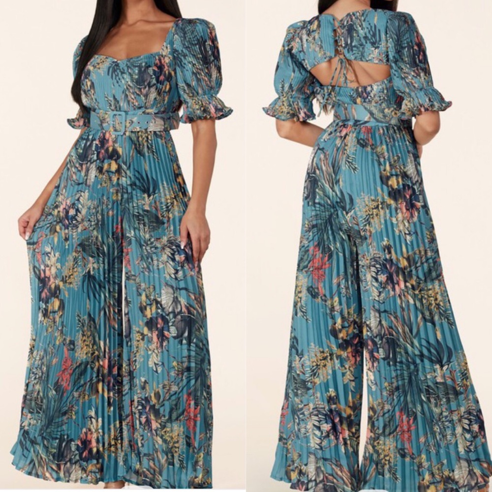 Spring Leaf Pleated Jumpsuit